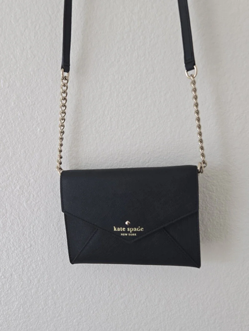 Kate Spade Cedar Street Monday Black Crossbody Bag  Walet On Chain Black Leather